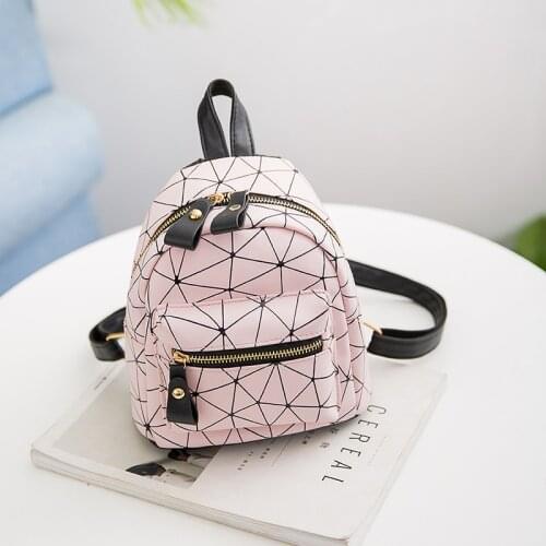2020 new Hot Sale Fashion Women geometric patterns Mini Backpack PU Leather Shoulder School Rucksack Ladies Girls Travel Bag