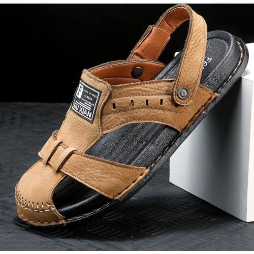 Big Size Mens Genuine Leather Sandals New Summer Men Shoes Beach Sandals for Man Fashion Casual Outdoor Roman Sandals 2021