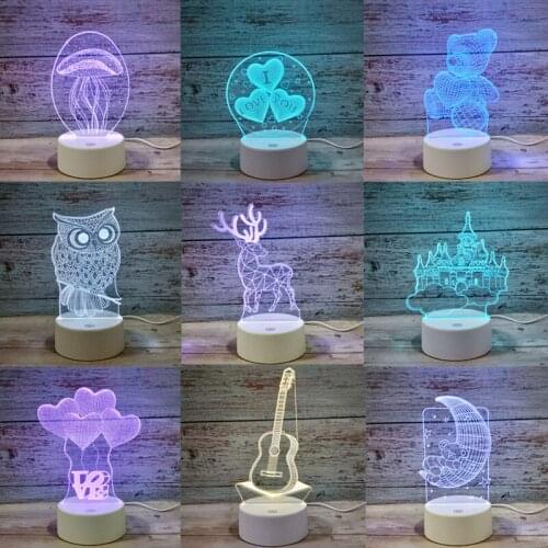 Touch Novelty Lights 3D Night Light Touch Colorful Dimming USB/battery Powered Creative Birthday Gift Rotten LED Decor Lights