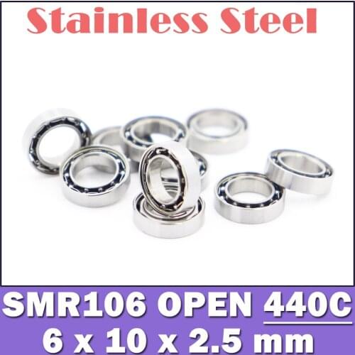 SMR106 Bearing ABEC-1 10PCS 6x10x2.5 mm Stainless Steel Miniature OPEN Ball Bearings S MR106 617/6