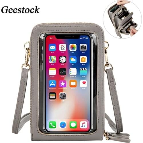 Geestock Crossbody Bags for Women Touch Screen Phone Bag Large Capacity Mini Shoulder Messenger Bags Ladies Multi-pocket Pouch
