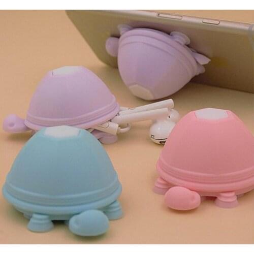 Universal Cute Cartoon Turtle Shape Headphones Cable Winder Organizer Silicone Anti Slip Phone Holder Stand Deals