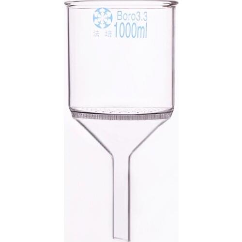 Small hole glass filter plate funnel,Capacity 1000ml,O.D. 120mm,E.L. 120mm,With glass plate filter,Laser drilling