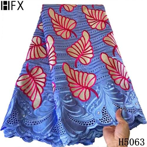 HFX High Quality African Lace Fabric Swiss Voile 100%Cotton Lace Fabric Swiss Voile Lace In Switzerland 5 yards For Dubai Dress
