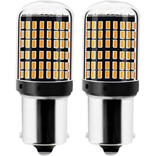 WTS wholesale 50pcs 1156 7440 T20 Car amber Turning Ligh 144 SMD 3014 Auto canbus Tail Reverse Bulb Signal Lamp 12V DRL Lights