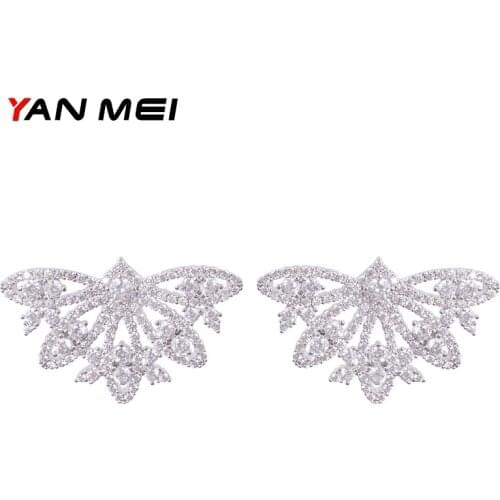 YAN MEI Women Jewelry Butterfly Cubic Zirconia Stud Earrings for Woman Accessories GLE7209Y