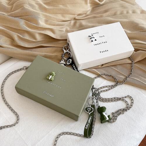 Women Pu Leather Shoulder Bag Girls Small Box Shape Handbags Women Chain Messenger Bags Ladies Fashion Lovely Animal Pattern Bag