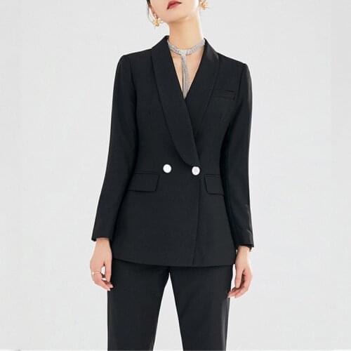 New arrival Women Pants Suits Formal Double Breasted Blazer and Trousers Suit Jackets Pants Two Pieces Set For Office Ladies