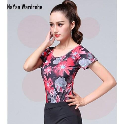 Latin Dance Dress Women Short Sleeve Boat Neck Tops for Ballroom Samba Tango Chacha Belly Dancing Performamnce SS047