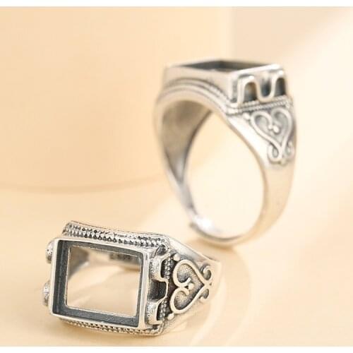 10*12mm 925 STERLING SILVER Semi Mount Bases Blanks base blank Pad rings ring Setting set diy men A5598