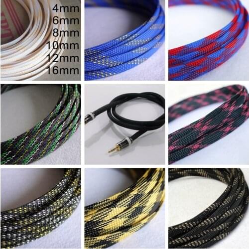 12meter 8MM Cable Sleeves 3 wire Encryption PET Snakeskin mesh Wire Protecting Cable Sleeve wire mesh nylon shock for cable sets
