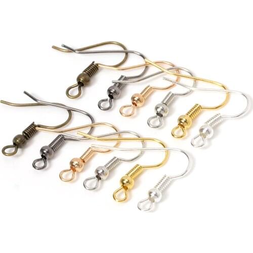 200pcs Metal Ear Hook Wire Clasp With Bead Charms Earring Hooks Wires Fit Accessories for Jewelry Making Findings Wholesale DIY