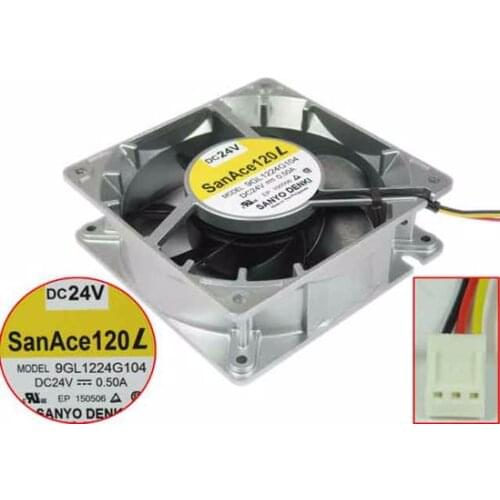 Sanyo Denki 9GL1224G104 DC 24V 0.50A 120x120x38mm 3-wire Server Cooling Fan