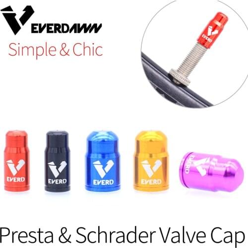 EVERWN Bike Valve Cap Aluminum Alloy Presta /Schrader Valve Cap Bicycle Tire Valve Cap Dustproof Wheel Cover Protector 4 Pcs