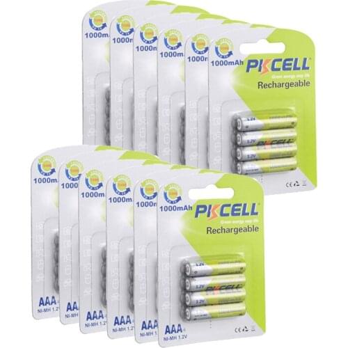 48Pcs/12card PKCELL AAA Ni-MH Batteries 1000mAh 1.2V AAA NIMH Rechargeable Battery UP TO 1000 times for Camera/Flashlight/Toy
