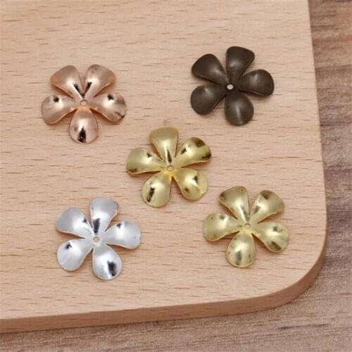 SIXTY TOWFISH 30 Pieces DIY Jewelry Accessories 15mm Handmade Materials Charms Brass Flower Filigree Flower Slice