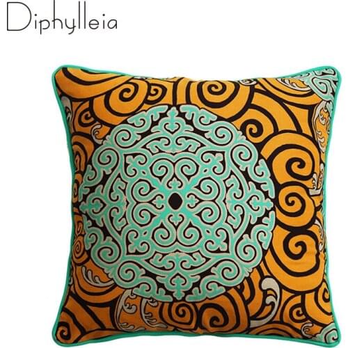 Diphylleia Cushion Cover Chinoiserie Chinese Feature Antique Lucky Geometric Pattern Decorative Luxury Pillow Case Drop Shipping