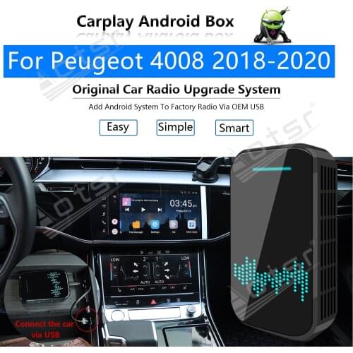 For Peugeot 4008 2018 - 2020 Car Multimedia Player Android System Mirror Link Navi Map GPS Apple Carplay Wireless Dongle Ai Box