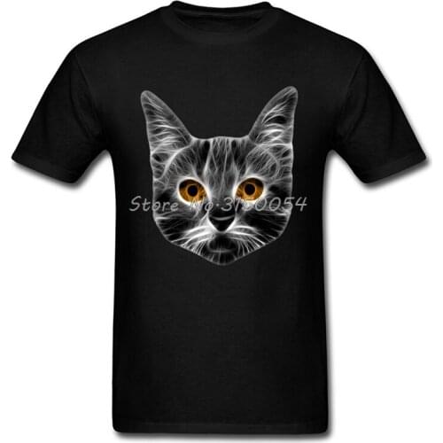 Cool Lightning Cat T Shirt Funny Mens Cotton O-neck T-shirt Normal Tops & Tees Slim Fit Loose Basic Tees Men Harajuku