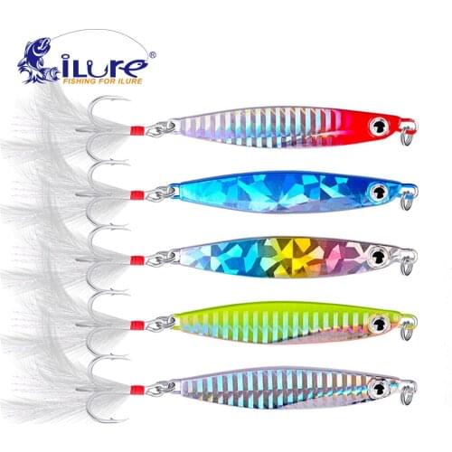 ILure 5 Pcs/lot Metal Jigging Spoon 10G/21G/30G Spoon Metal Jig Fishing Lure Artificial Bait 3D Eyes Ocean Bost Fishing Tackle