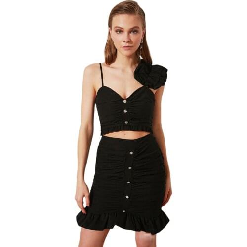 Stone Button Poplin Sexy women crop top sleeveless short cotton top mujer bar Bustier 2021 Summer Womens Crop Top топик женский