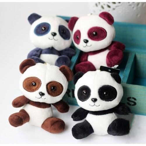 Lovely Panda Animal Dolls 10CM Baby Cute Plush Toys 4 Colors key chain ring Pendant Gifts Present Stuffed Toy For Kids