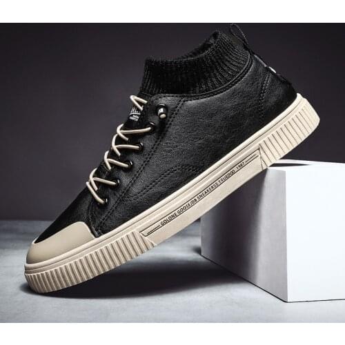 Men Leather Casual Men Sneakers Men Thick Sole Young Men Daily Footwear Autumn/Winter Warm Sneakers