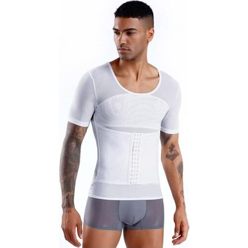 Mens Shaper Compression Waist Trainer Tummy Control Slimming Modeling waist T-shirt Trainer Corrective Posture Vest Corset New