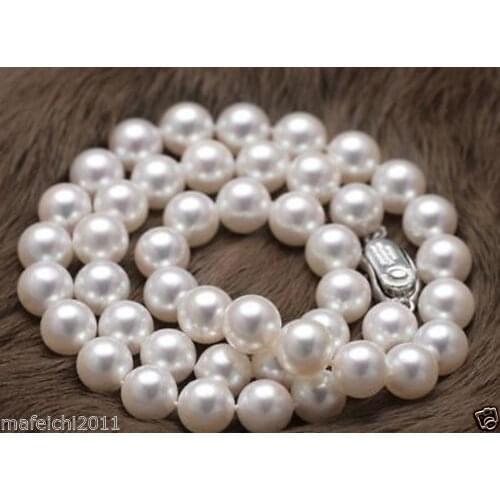 9-10mm AAA+ natural south sea white pearl necklace 18"