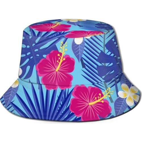 CINESSD Tropical Leaves And Flowers Unisex Casual Sun Hat Bucket Hat for Men Women Bob Hip Hop Caps Summer Fisherman Hat Panama