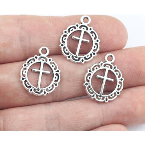 20Pieces 16*20mm Zinc Alloy Fashion Cross Wicca Charms Hollow Necklace Earrings Pendant Accessory Charms For DIY Jewelry Making