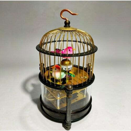 Elaborate Interesting Old Collectible Decorated Wonderful Copper Birds Mechanical Table Clock