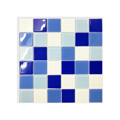 Direct factory stock lowest price blue color family swimming pool tile 48X48MM crystal glass mosaic supplier