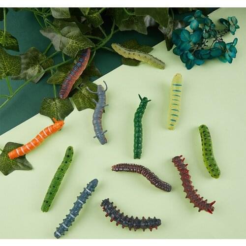 6pcs/Lot Different Twisty Worm Realistic Fake Caterpillar Insect Educational Trick Toy Simulated Crawling Insect Animal Tricky