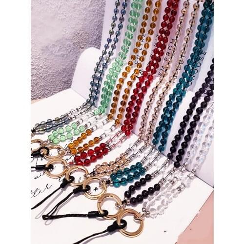 Clover Crystal Bead Phone Lanyard Necklace Strap for iphone Samsung Huawei Xiaomi OPPO Vivo ipad ID Card Earphone Bag Long Rope