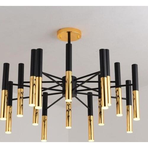 Post-modern Loft Black Golden Led Pendant Lights Art Stick Design Livingroom Bedroom Bar Decor Hanging Light Fixtures