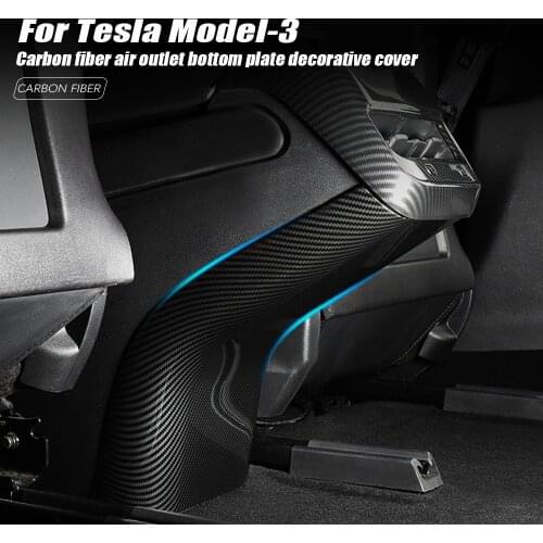 Rear Armrest Box Air Conditioner Vent Outlet Anti Kick Trim Cover For Tesla Model 3 Interior Decoration Carbon Fiber Printing