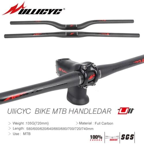 Ullicyc Carbon friber Super strong Ultra light MTB/Road Bicycle Handlebar Flat or Rise 31.8*/660/680/700/720/740mm free ship