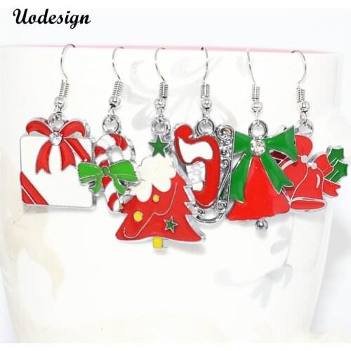 Uodesign Christmas Earrings Santa Claus Snowman Christmas Tree Fashion Earrings Jewelry Xmas Gift Charm Earrings For Women Gift