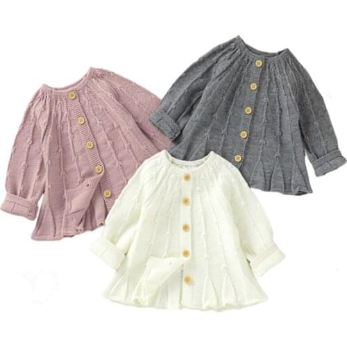 Toddler Infant Knitted Jackets Baby Sweaters Cardigans +Hat Autumn Winter Newborn Girls Knitwear Tops Button-up Long Sleeve Coat