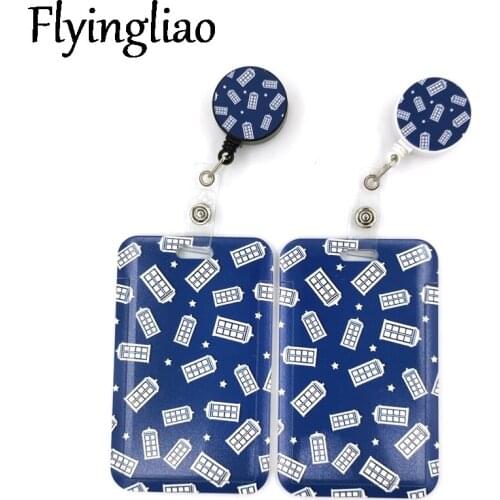 Doctor Who Telephone booth Cartoon Retractable Badge Reel Lanyard Nurse ID Business Credit Card Work Card Badge Holder Office