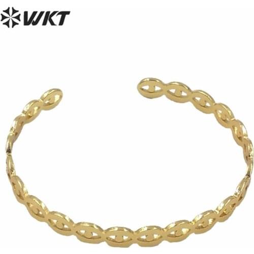 WT-B559 Amazing unique tiny gold electroplated lady gold bangle elegant trendy resist tarnishable open size brass simple bangle