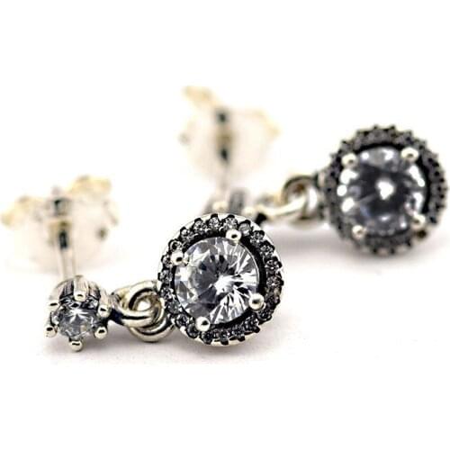 Timeless Elegance Dangle Earring 925 Sterling Silver Clear CZ Earrings for Women Girl Wedding Fashion Jewelry Gift Brincos