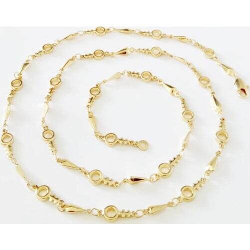 2021 Women Necklace Yellow Gold Color Jewelry Necklace 59CM Long Necklace Designs for Women Fashion Jewelry Link Chain