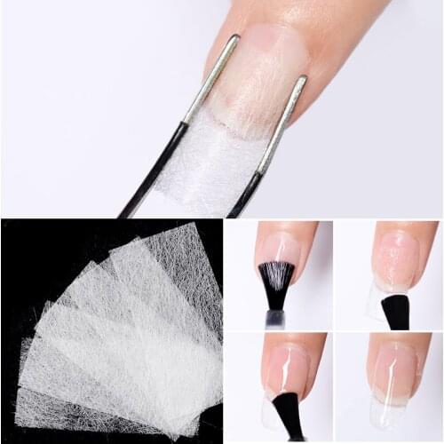 10PCS Fiber Glass Nail Extension for UV Gel Building French Manicure Acrylic Fiberglass Nail Forms Nail Art Tool Tips Silk Nails
