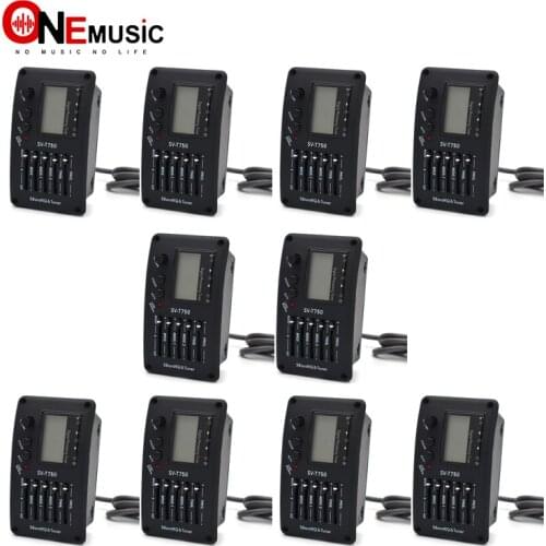 10PCS SV-T750 5 Band EQ Equalizer with Tuner Guitar pickup Acoustic Guitar Bass EQ Preamp with Digital Procedding Tuner