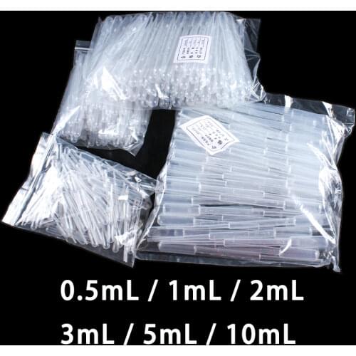100PCS , 0.5ML 1ML 2ML 3ML 5ML 10ML Laboratory Disposable Pipette Plastic Dropper Graduated Container Lab Experiment Supplies