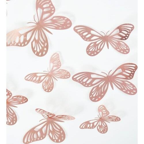 12pcs/set 3D Hollow Butterfly Wall Sticker For Kids Rooms Home Decoration Wall Decals Kitchen Magnet Fridge Art Wall Stickers