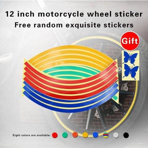 16 Strips Reflective Motocross Bike Motorcycle Sticker for 12 Inch Motorcycle Auto Wheel Rim Motorbike Moto Stickers Car Styling