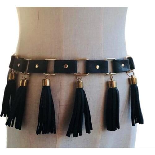 2020 Harajuku Belts for Women Tassel Girdle Wild Decorative Dress Belt Accessories Waist Belts Women Black Belt